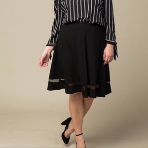 Plus Mesh Hem Black Skirt